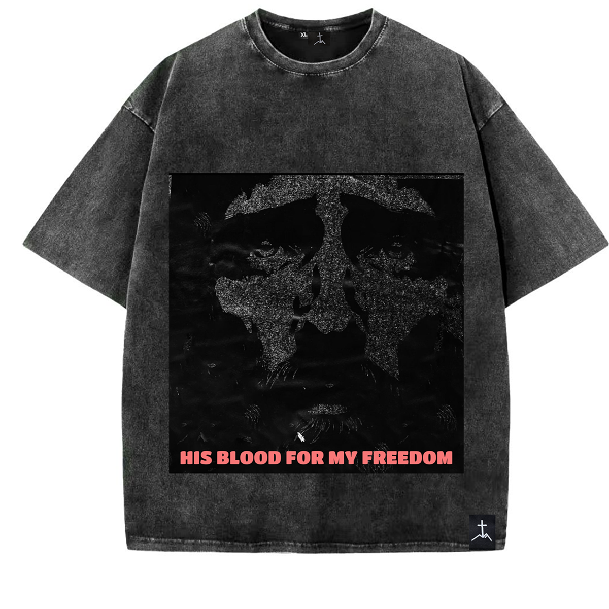 'HIS BLOOD FOR MY FREEDOM' TEE - VINTAGE GREY