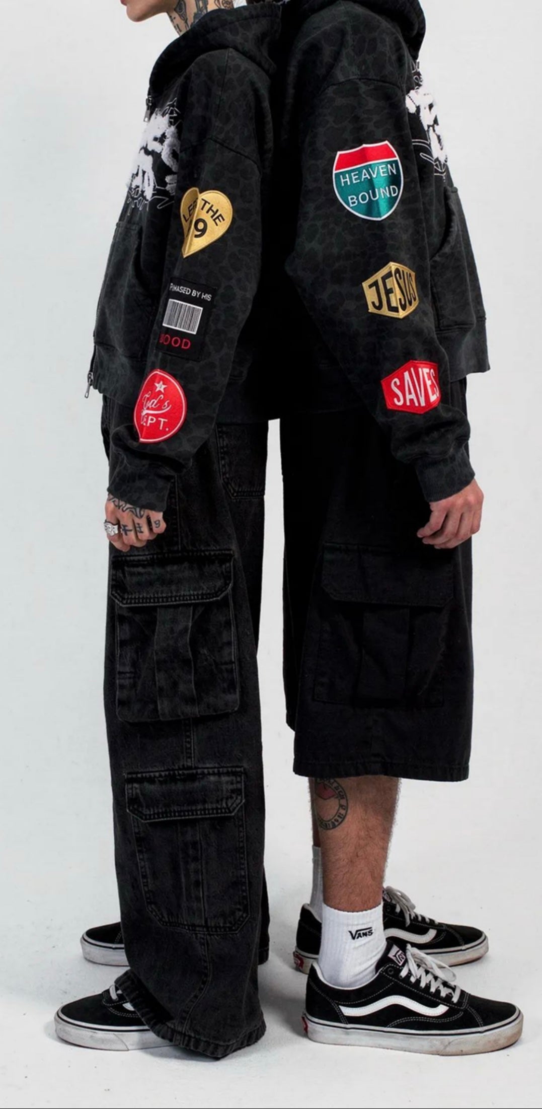 'The redemption' zip up hoodie Black leopard print