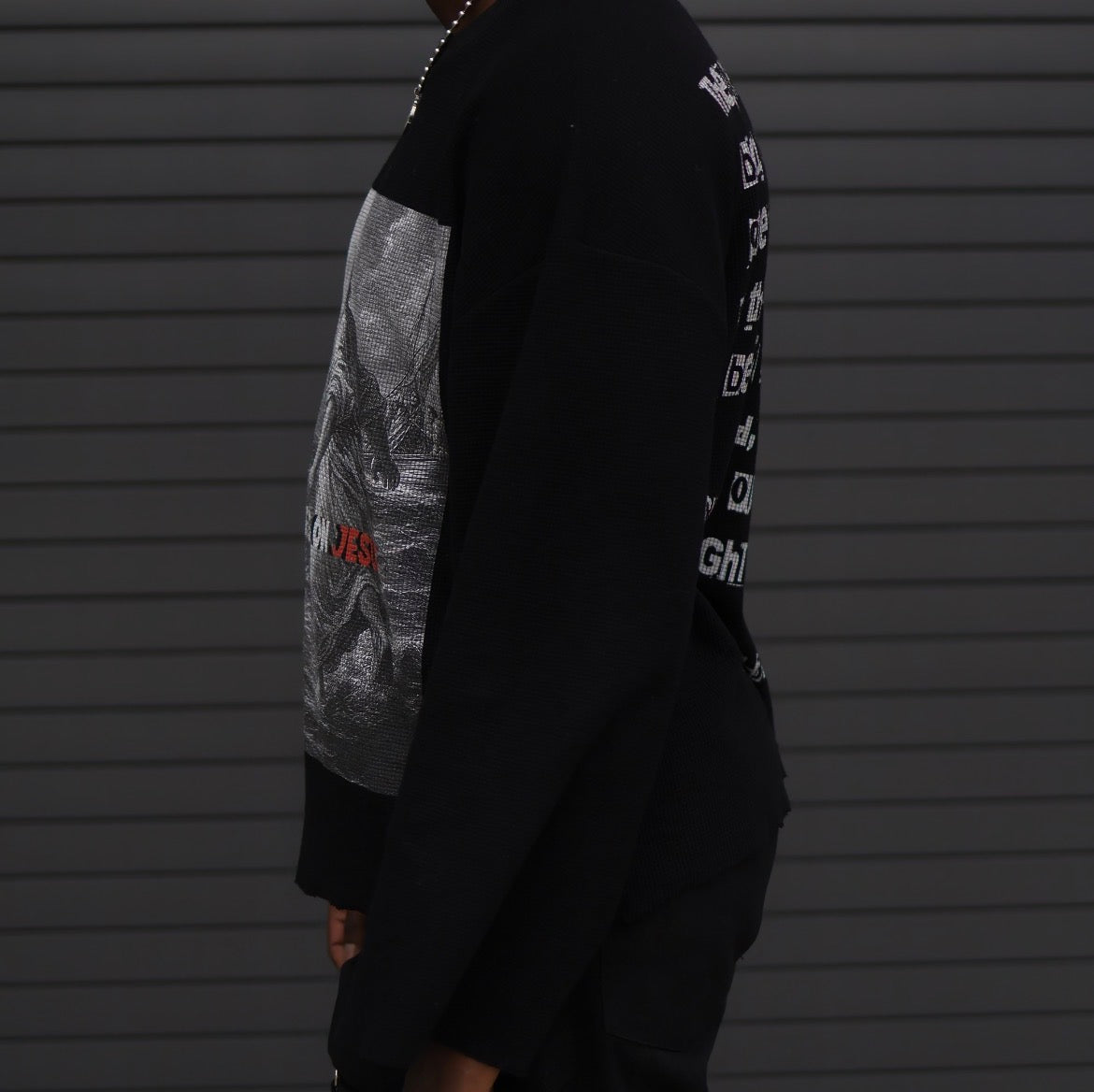 'FIX YOUR EYES ON JESUS' - Raw Hem Waffle Long sleeve