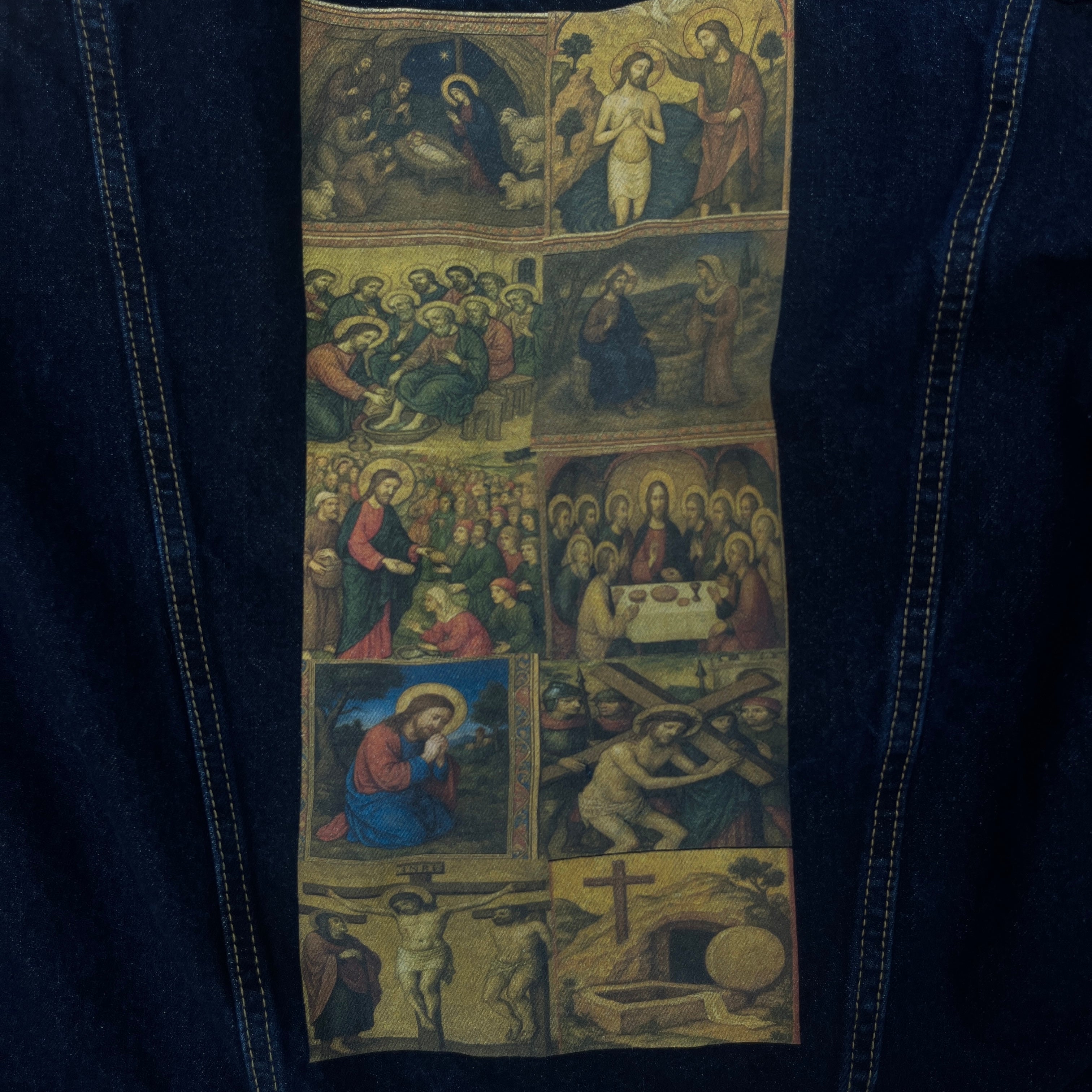 'LA VITA DI CRISTO' Unisex Vintage Wash Denim Jacket
