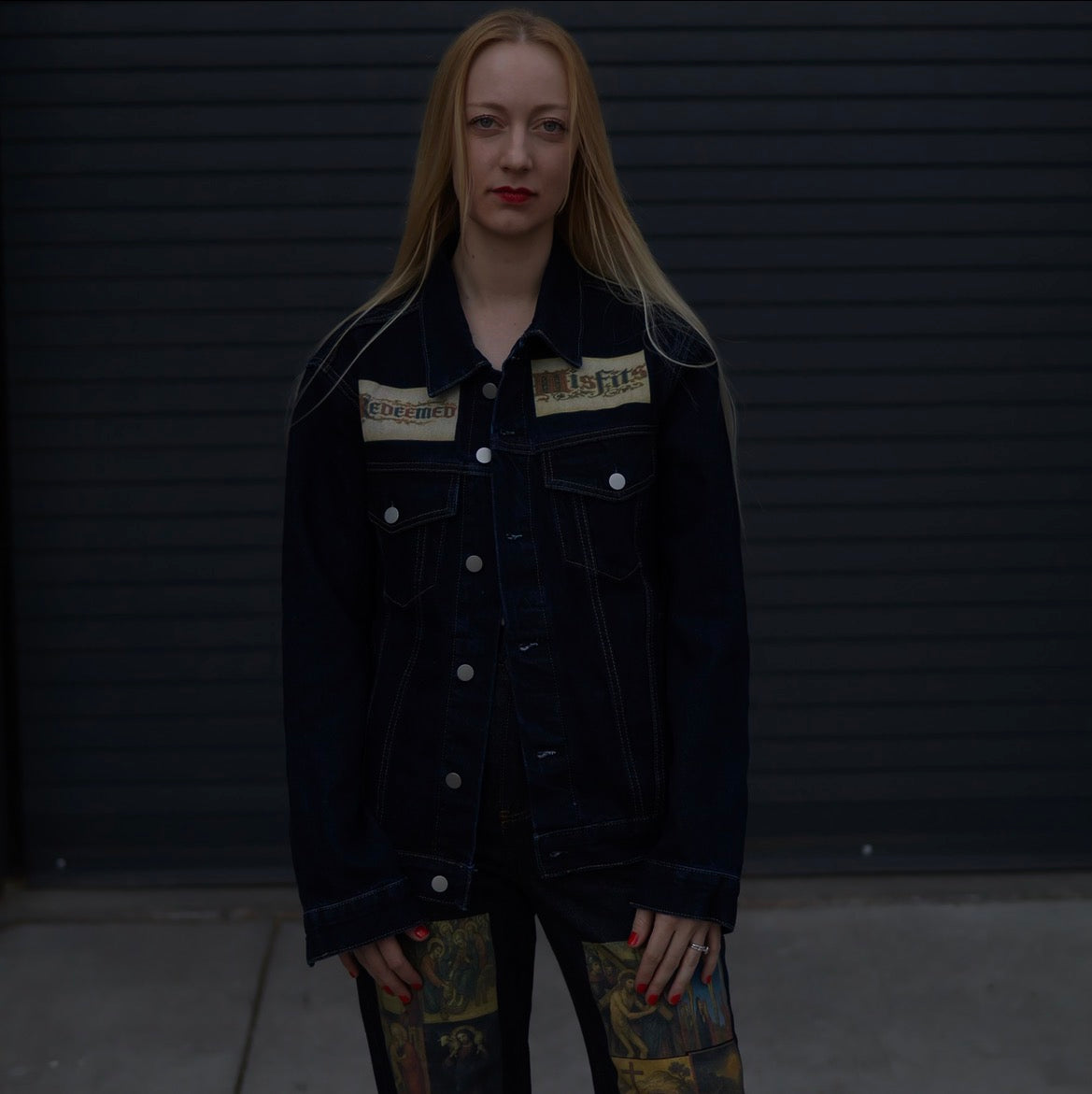 'LA VITA DI CRISTO' Unisex Vintage Wash Denim Jacket