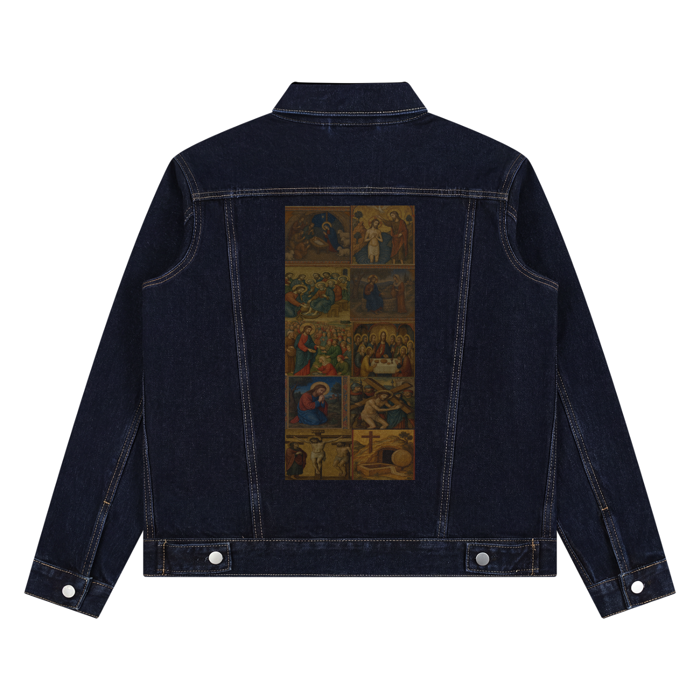 'LA VITA DI CRISTO' Unisex Vintage Wash Denim Jacket