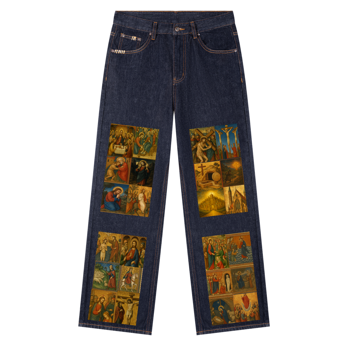 'LA VITA DI CRISTO' HEAVYWEIGHT STRAIGHT LEG DENIM JEANS