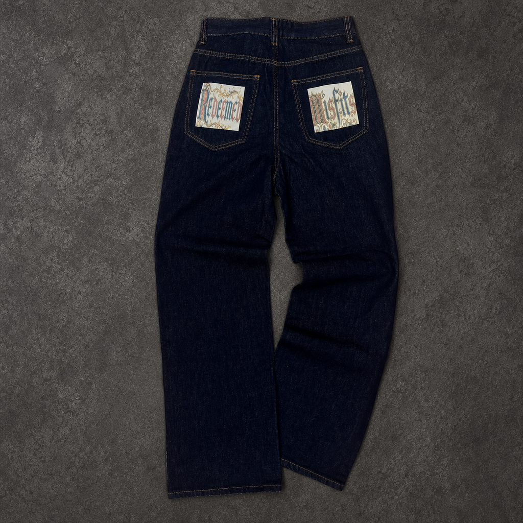 'LA VITA DI CRISTO' HEAVYWEIGHT STRAIGHT LEG DENIM JEANS